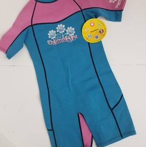 Thermoskinz Girls Sz 10 Shorty Spring Suit Wetsuit 1mm Neoprene Shorts Sleeve UV